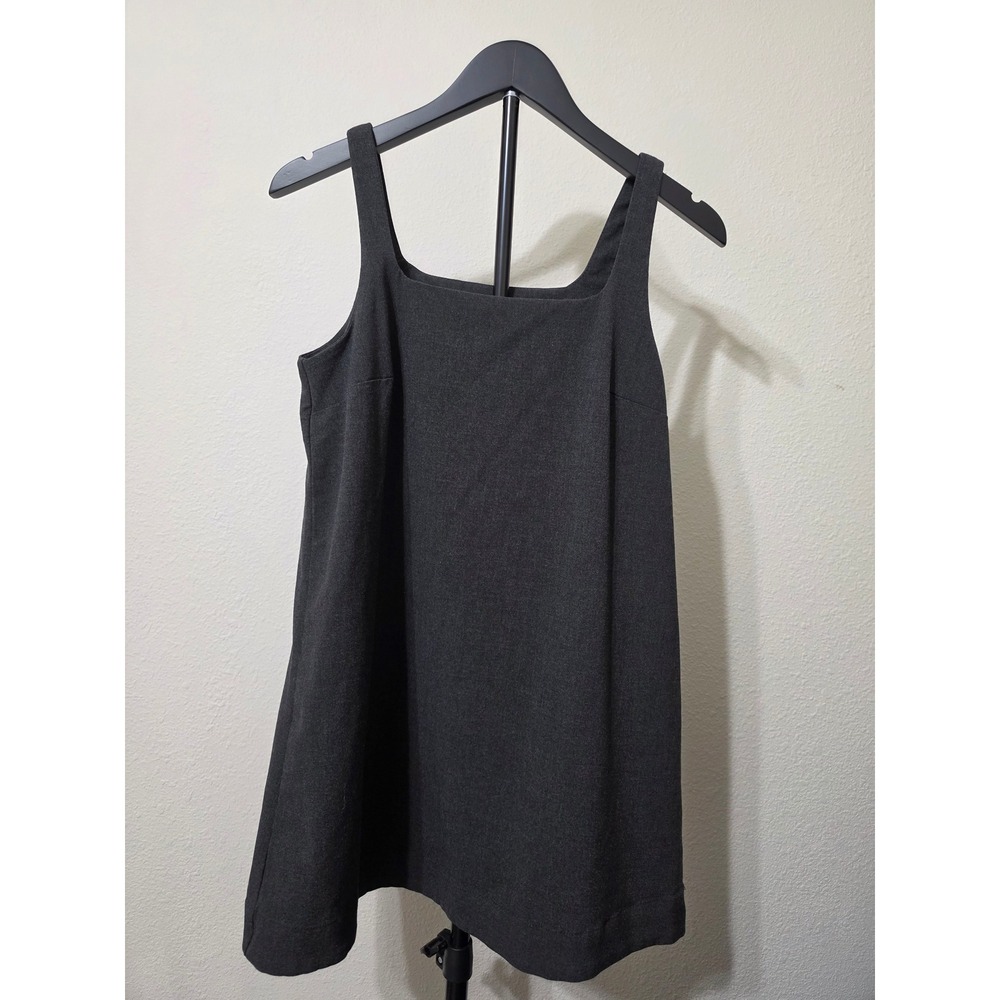 HM Divided Charcoal Grey Square Neck Mini Shift Dress Womens Small Sleeveless
